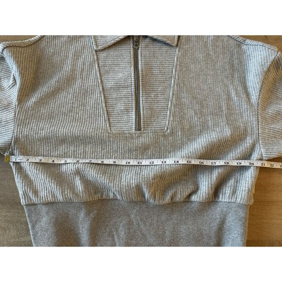 Varley Ribbed Blair Half Zip Pullover Sweatshirt in Gray Size Small - Picture 5 of 8